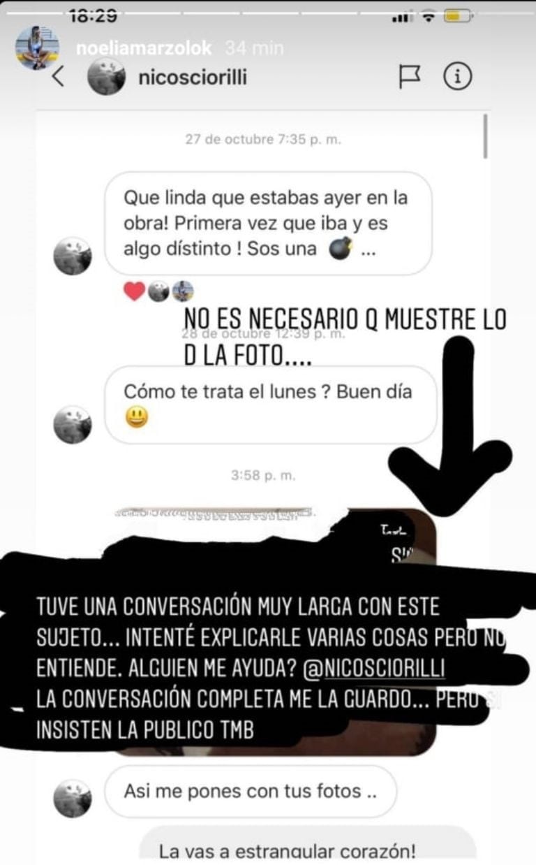 Noelia Marzol denunció a un seguidor que le mostró sus partes íntimas