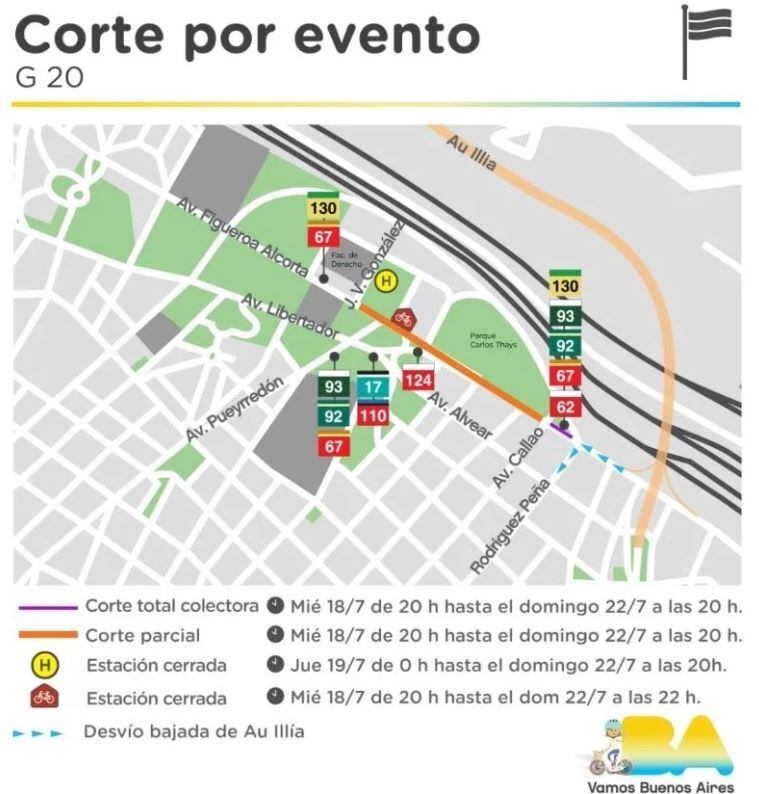 Cortes de tránsito por el G20.