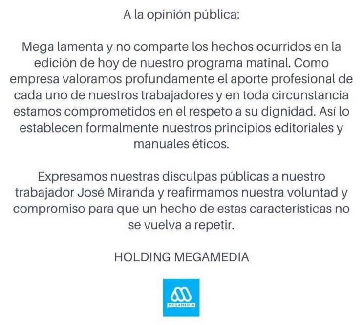 El comunicado de Mega (Web)