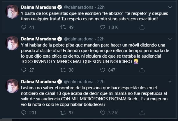 Los tuits de Dalma Maradona (Web)