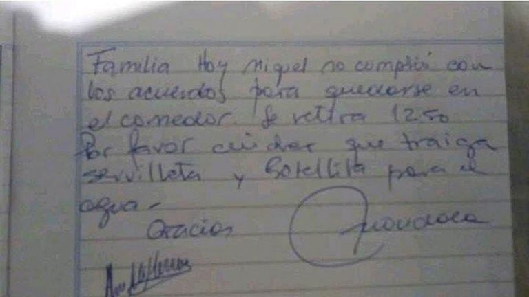 Andacollo: La nota que la directora envió a los papás (Web)