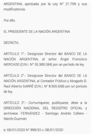 Decreto publicado en el Boletín Oficial.