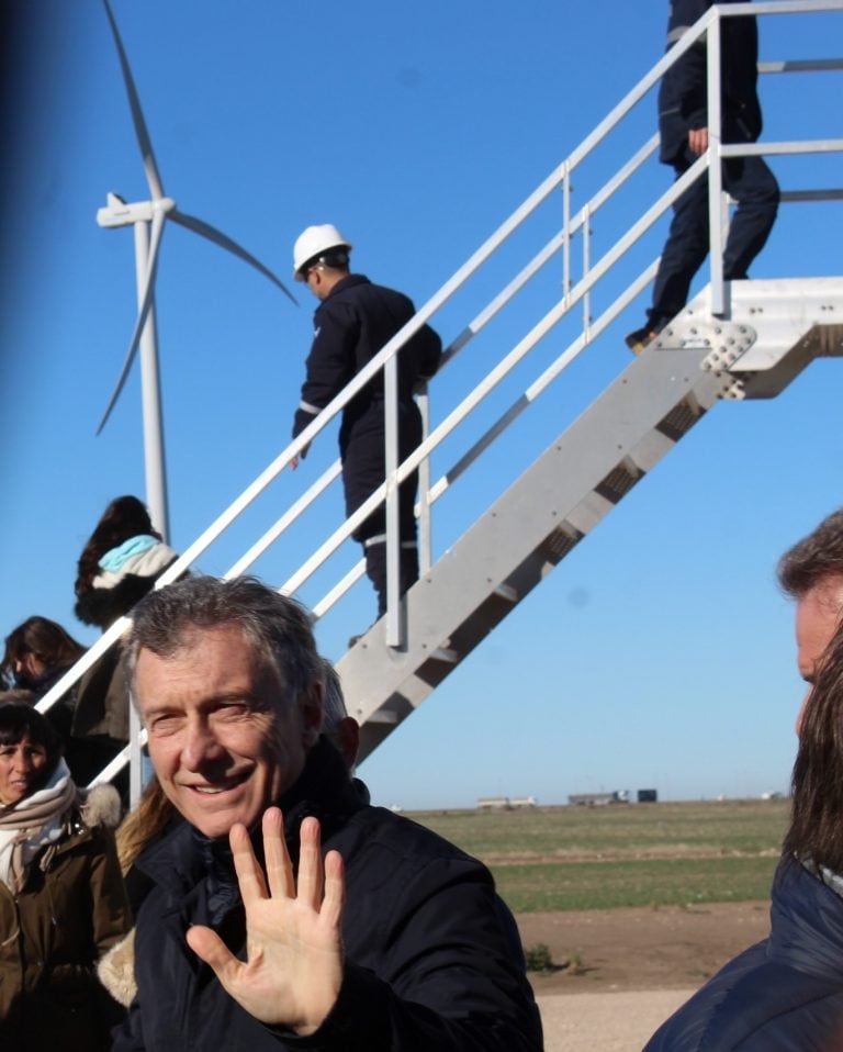 Mauricio Macri en el inauguración del Parque Eólico Coronel Rosales