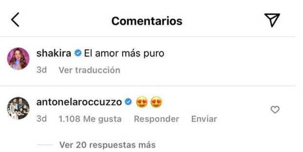 Antonela Roccuzzo comentó una publicación de Shakira.