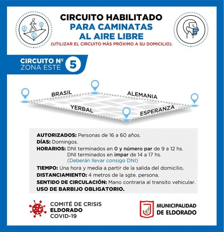 Circuitos para caminatas recreativas en Eldorado