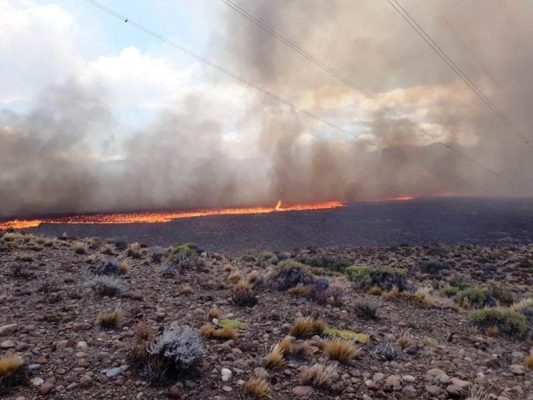 Incendio en la zona de Trevelín.