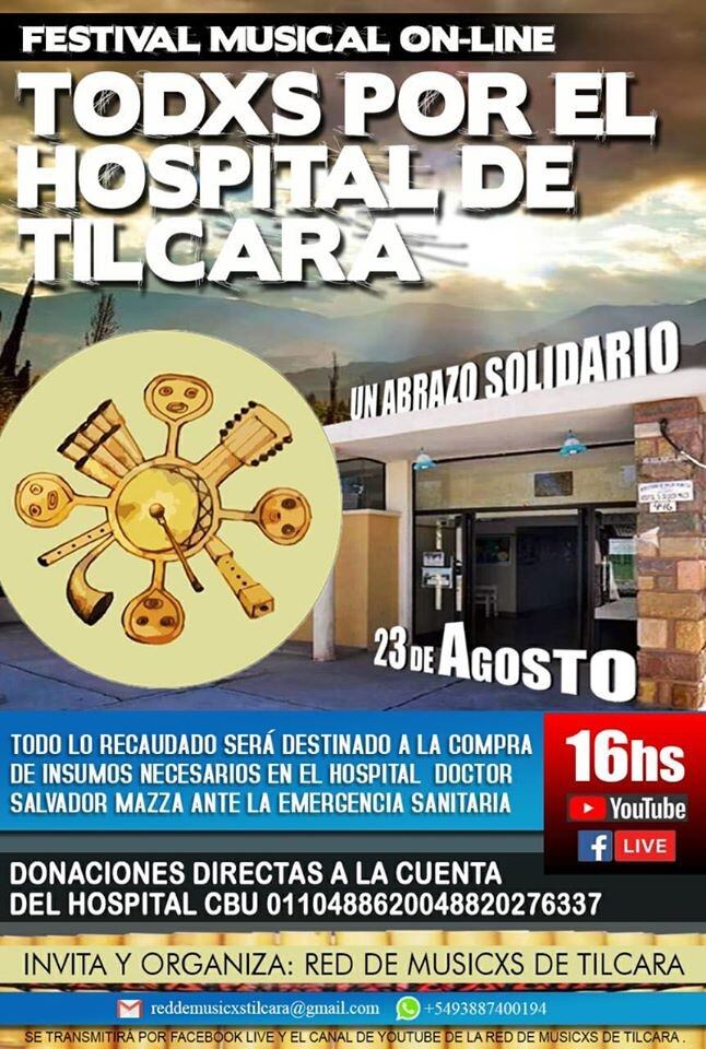 Afiche promocional del festival que se anuncia para el domingo próximo, a beneficio del hospital de Tilcara.