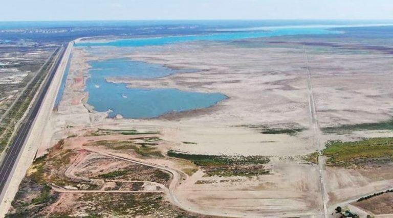 Bajante histórica del Lago Casa de Piedra (Facebook)