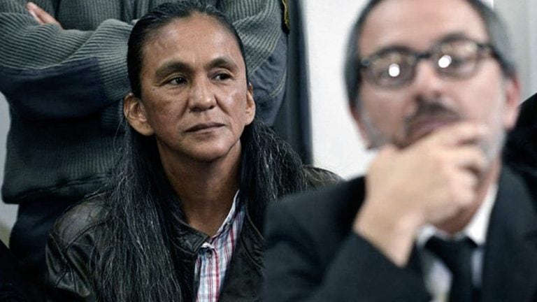 La dirigente Milagro Sala en una de las audiencias cumplidas en el edificio de los Tribunales de Jujuy.