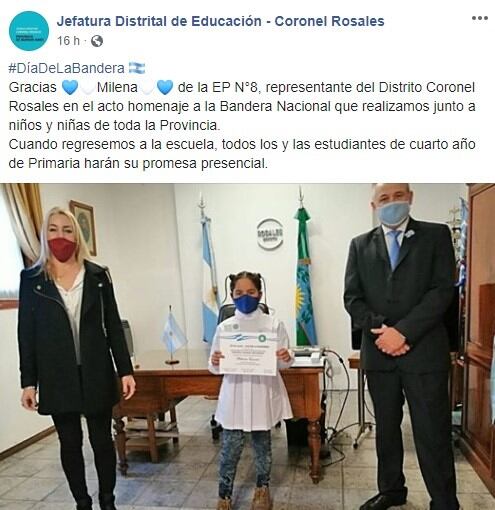 jefatura Distrital agradeció a Milena