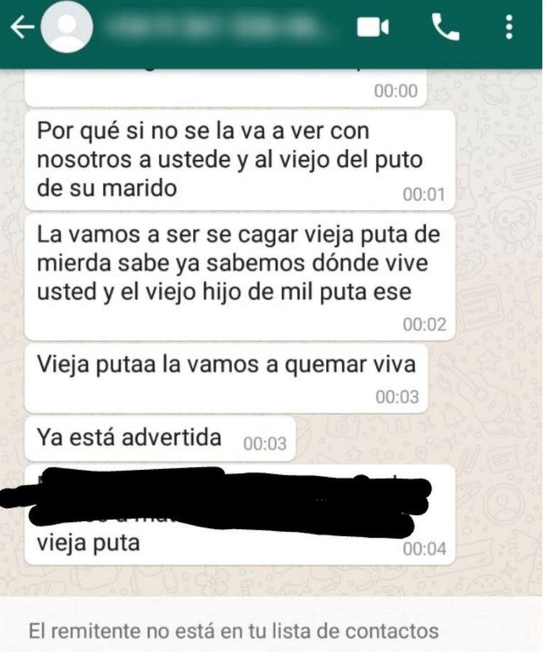 Amenzas por Whatsapp.