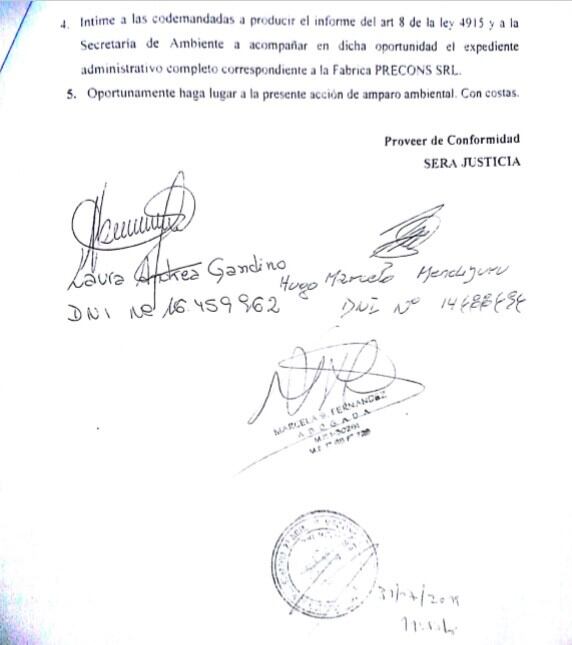 Alta Gracia: amparistas solicitan el cese del daño ambiental que está provocando la actividad desarrollada por la fábrica PRENCOS.SA.