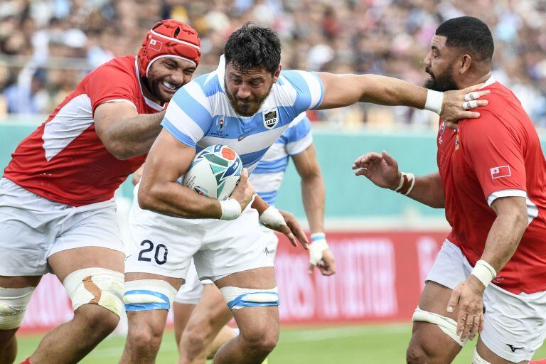 La victoria argentina ante Tonga por 28-12 fue lo más destacado de la segunda fecha del grupo C (Foto: AFP)