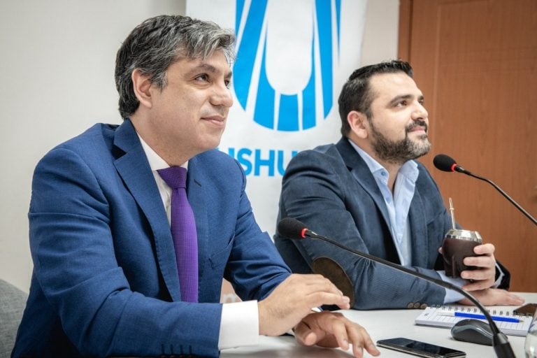 Walter Vuoto y Matías Rodriguez junto al Fondo de Capital Social (FONCAP), presentación de nueva línea de microcréditos productivos para pequeños emprendedores.