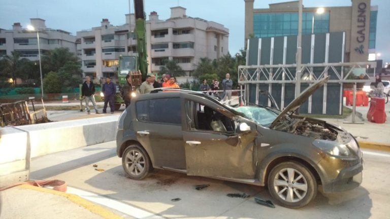 El insólito accidente ocurrido en la zona del flamante Nudo Vial del Cerro de las Rosas.