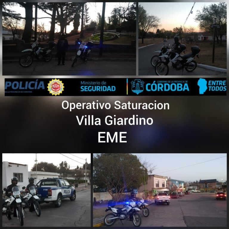 Algunas imágenes de los dispuesto en Villa Giardino. (Foto: Policía de Córdoba).