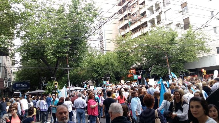 Los mendocinos apoyaron con banderas argentinas a Macri. Foto: gentileza.