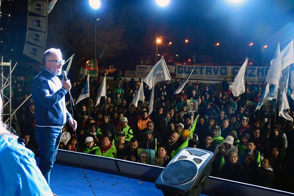 Guzman en un acto en Camioneros.