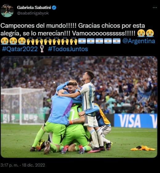 El saludo de las estrellas del deporte para Argentina campeón.