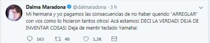 El cruce tuitero entre Dalma Maradona y Matías Morla (Fotos: Twitter)