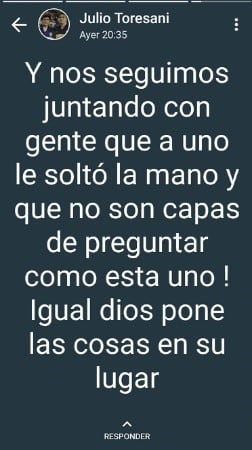 Los mensajes de Julio Toresani antes de morir.  (WhatsApp)