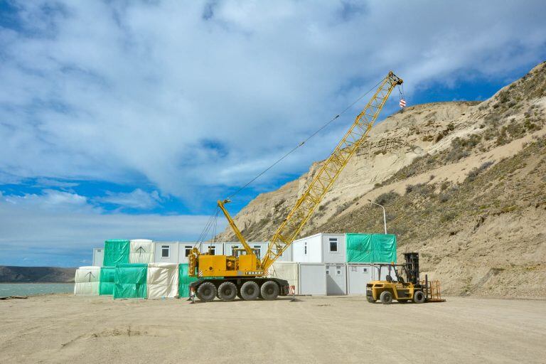 Piedra buena arribo de material para represas