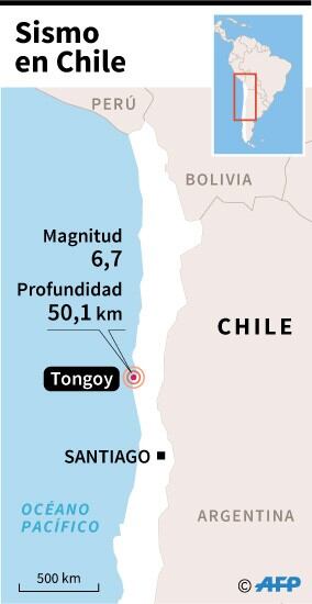 Localización del fuerte sismo de magnitud 6,7 que sacudió la zona centro-norte  - AFP / AFP