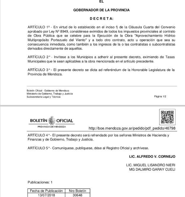 Boletín Oficial: decreto 746 publicado este viernes.