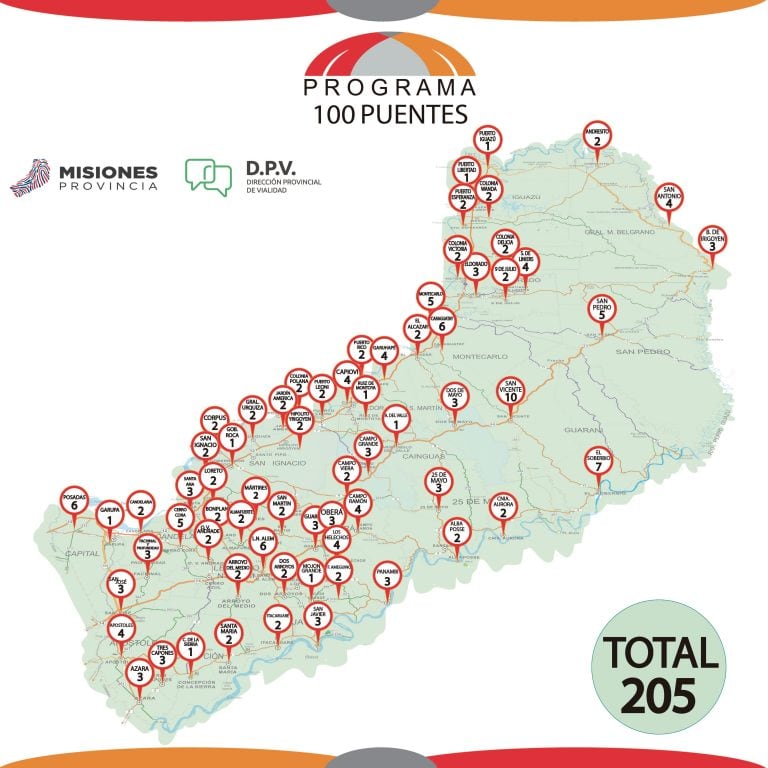 Misiones "Programa 100 puentes" en toda la provincia. (Vialidad(