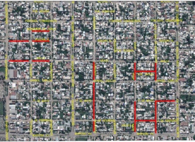 Las calles que se pavimentarán. (Fuente: Primera Línea)