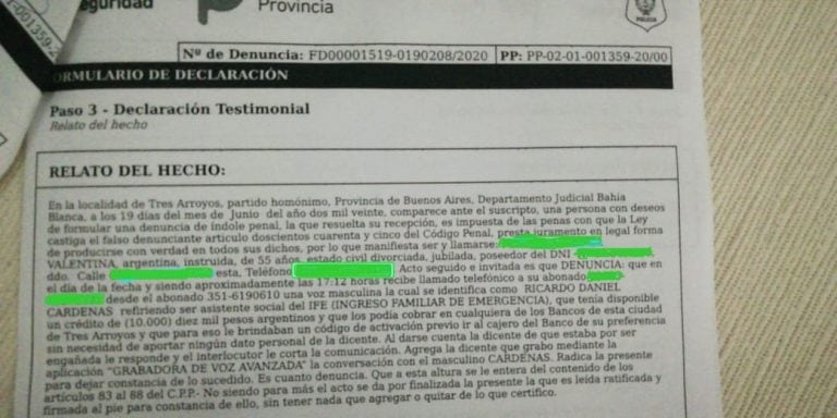 denuncia por estafa telefónica