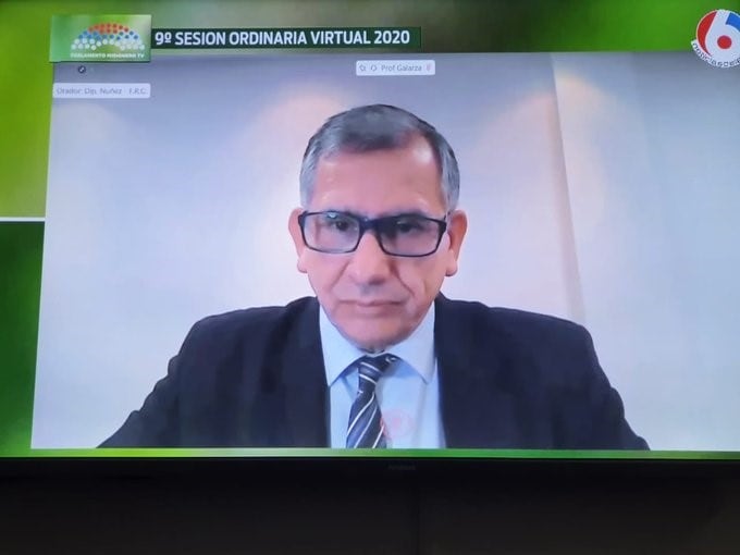 Alberto Galarza en la sesión virtual de la Cámara de Diputados este jueves, donde fue aprobado su nombramiento definitivo en el cargo de titular del CGE.