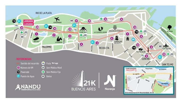 Recorrido de la media maratón de Buenos Aires.