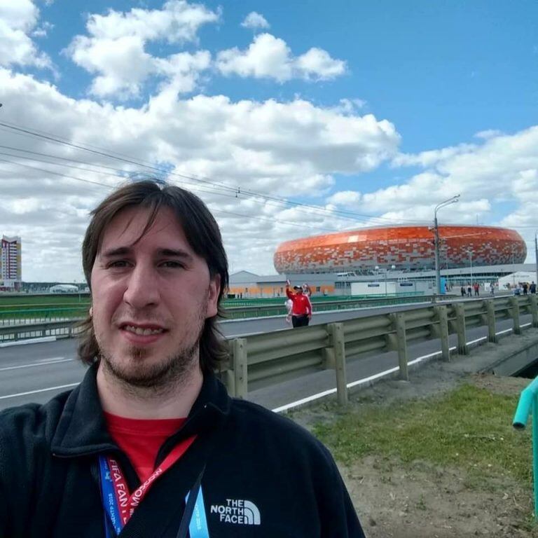 Alexis en uno de los estadios de Rusia 2018.