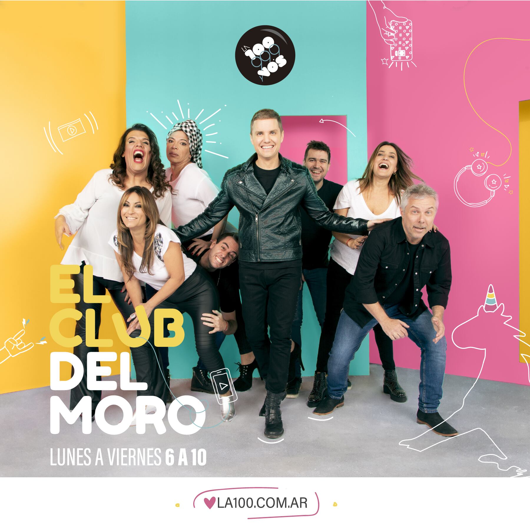 "El Club del Moro" con Santiago del Moro, de lunes a viernes de 6 a 10 de la mañana por la 98.3 (La 100 Carlos Paz).