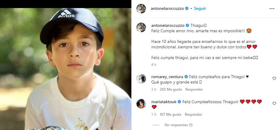 El tierno mensaje de Antonela Roccuzzo por el cumple de Thiago Messi.