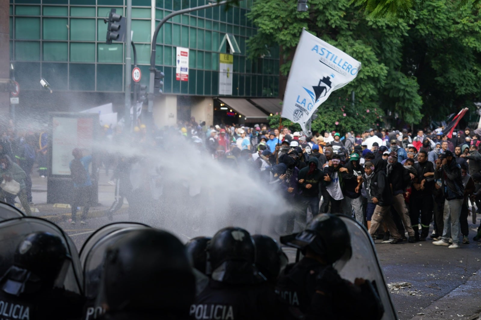 Manifestación en Avenida 9 de Julio.