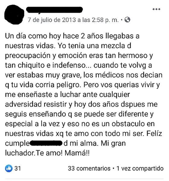 El posteo de Facebook de la mujer. (Foto:Infobae)