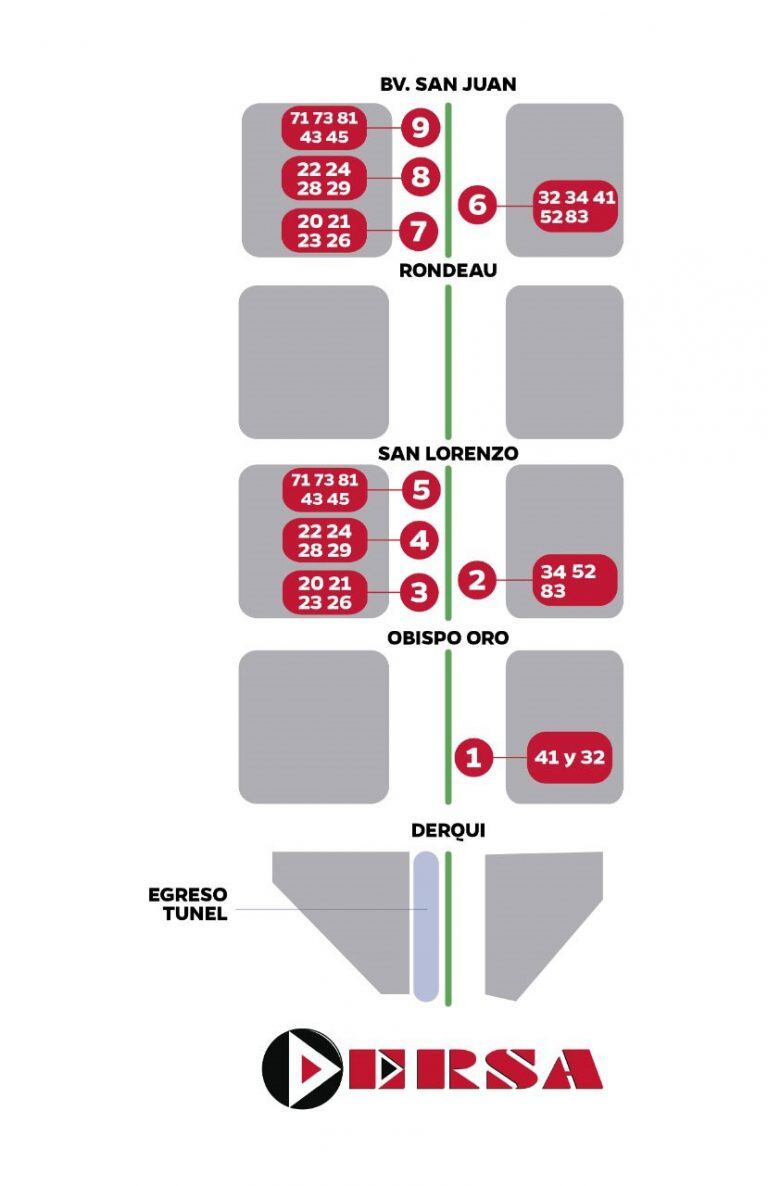 Ersa informó cómo quedarán las paradas de colectivos tras la inauguración del nudo vial Plaza España. (Ersa)