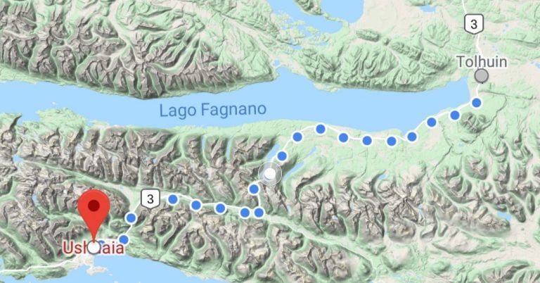 Recorrido desde Tolhuin a Ushuaia.