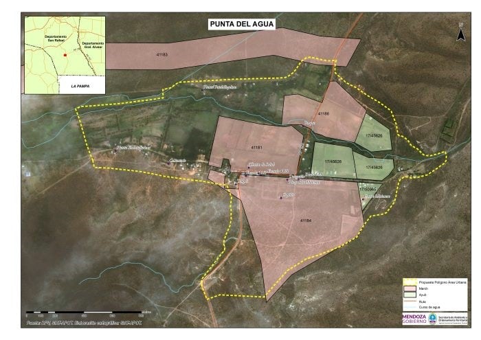 Punta del Agua. Plano de la zona urbana.