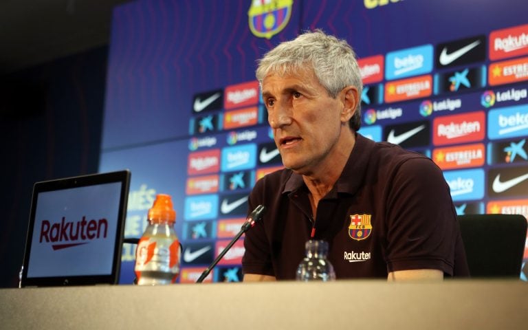 Quique Setién en conferencia de prensa (Foto: Miguel Ruiz/FCB)