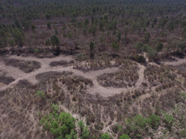 Vista aérea de la zona próxima a las Serranías de Zapla, en la que se trabajó el miércoles y hasta la madrugada del jueves buscando a Gabriela Cruz.