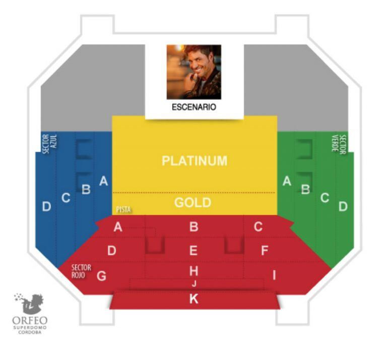 Ubicaciones para el show de Chayanne en Orfeo, 12/!1/2019.