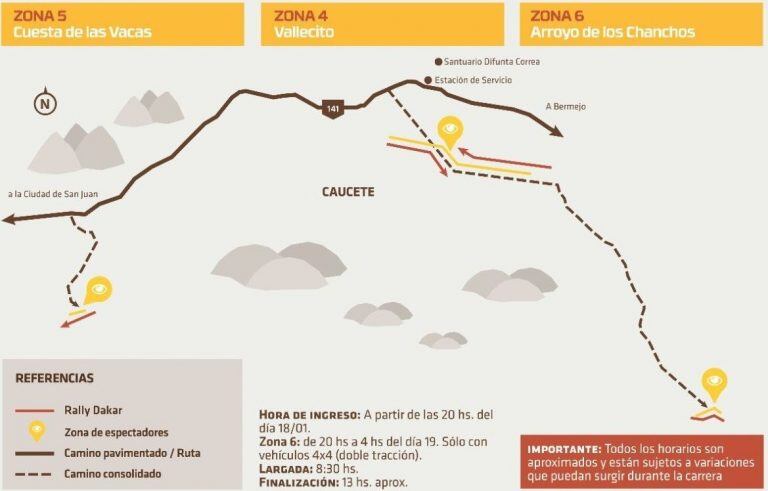 Ubicación de los sectores para los espectadores en San Juan.