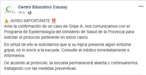 Comunicado del instituto privado.