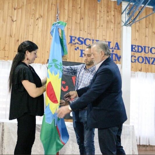 Ignacio Torrotegui y Mariano Ojeda en la apertura del ciclo lectivo en e CENS 404