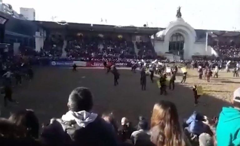 Un grupo de veganos irrumpió en la exposición de la Rural con carteles en contra del maltrato animal. (Foto:Captura)