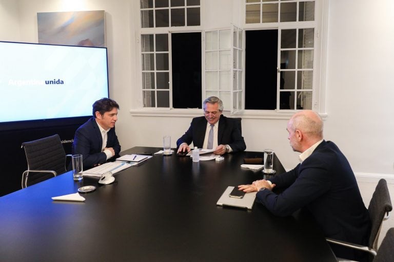 Axel Kicillof, Alberto Fernández y Horacio Rodríguez Larreta. (Twitter: @horaciorlarreta)