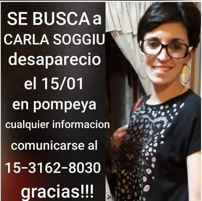 Buscan a Carla Soggiu, una mujer que desapareció en Pompeya luego de activar dos veces el botón antipánico.